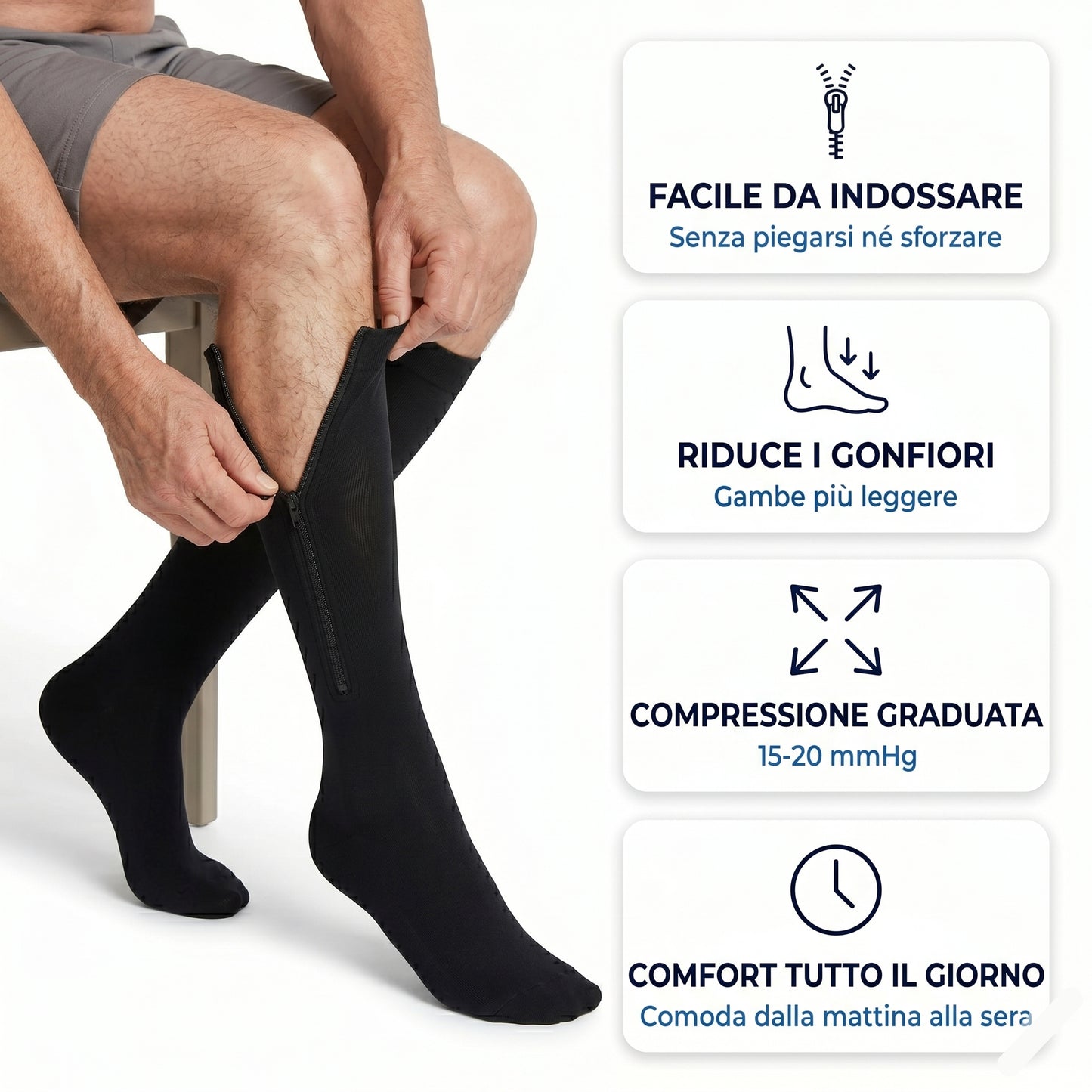 Calze a compressione con cerniera