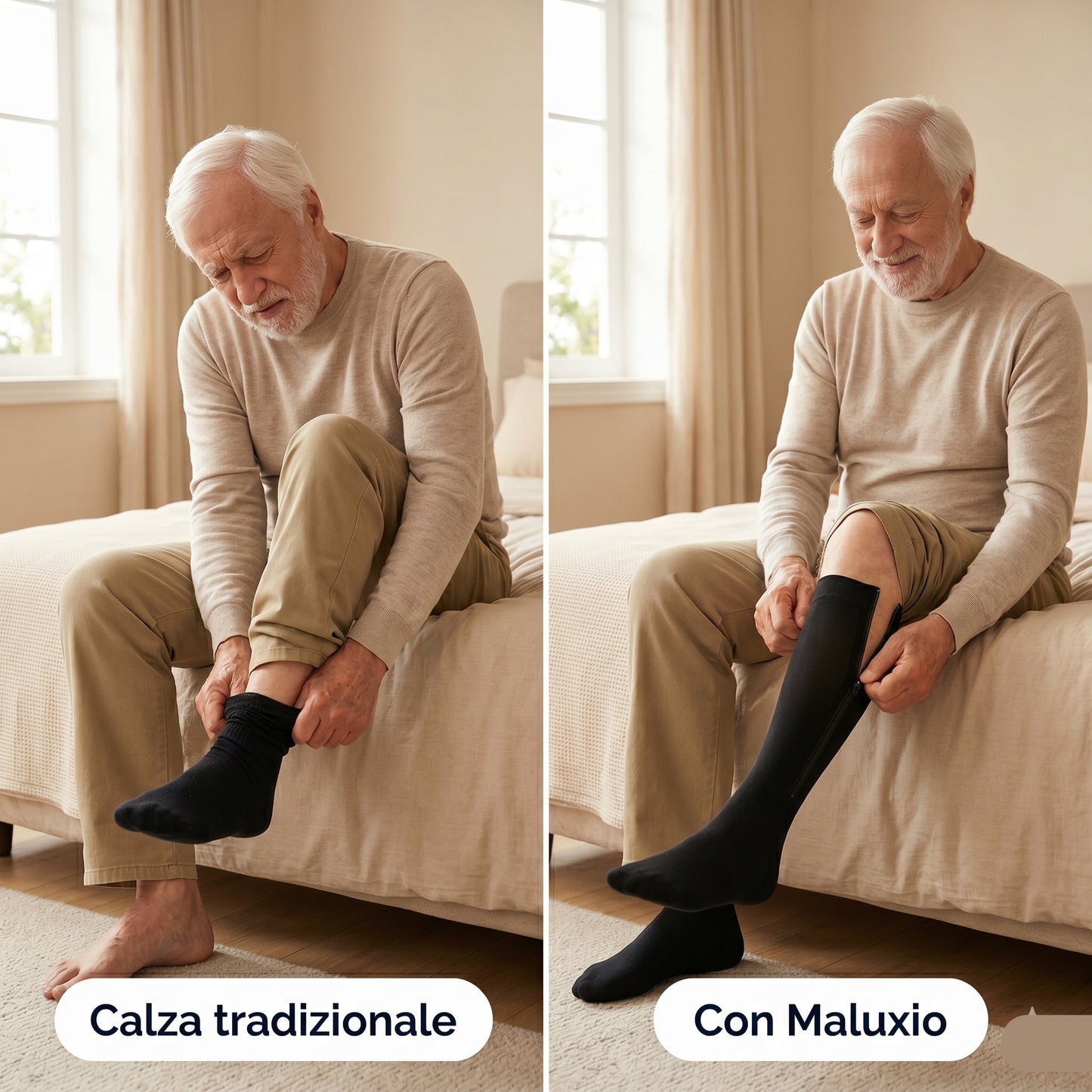 Calze a compressione con cerniera