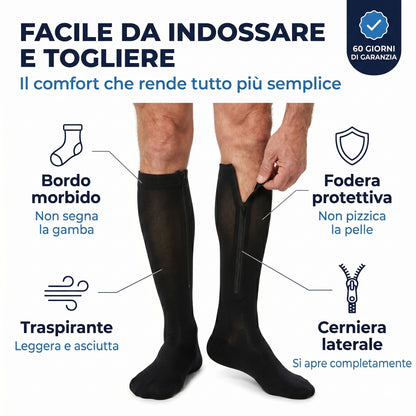 Calze a compressione con cerniera