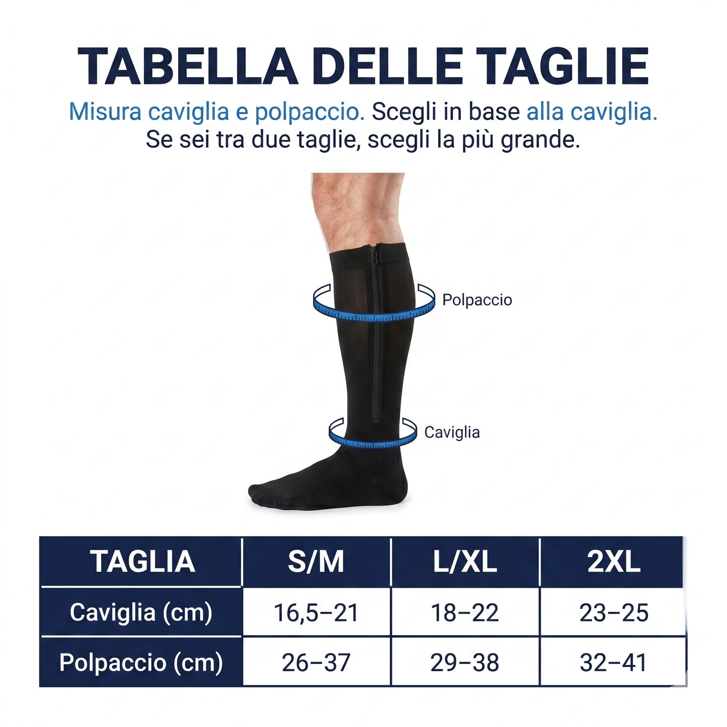 Calze a compressione con cerniera